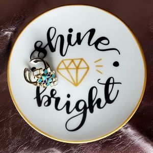Shine Bright Quote Diamond Jewelry Trinket Tray